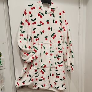 Playful Cherry Print Hooded Robe